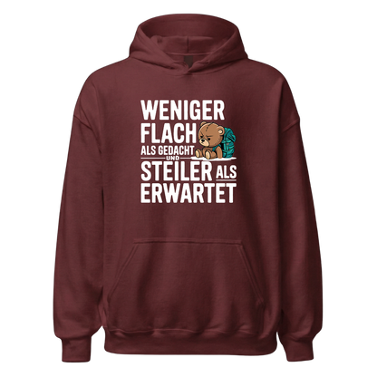 Steilzeit Hoodie mit Berg-Spruch, Detailansicht