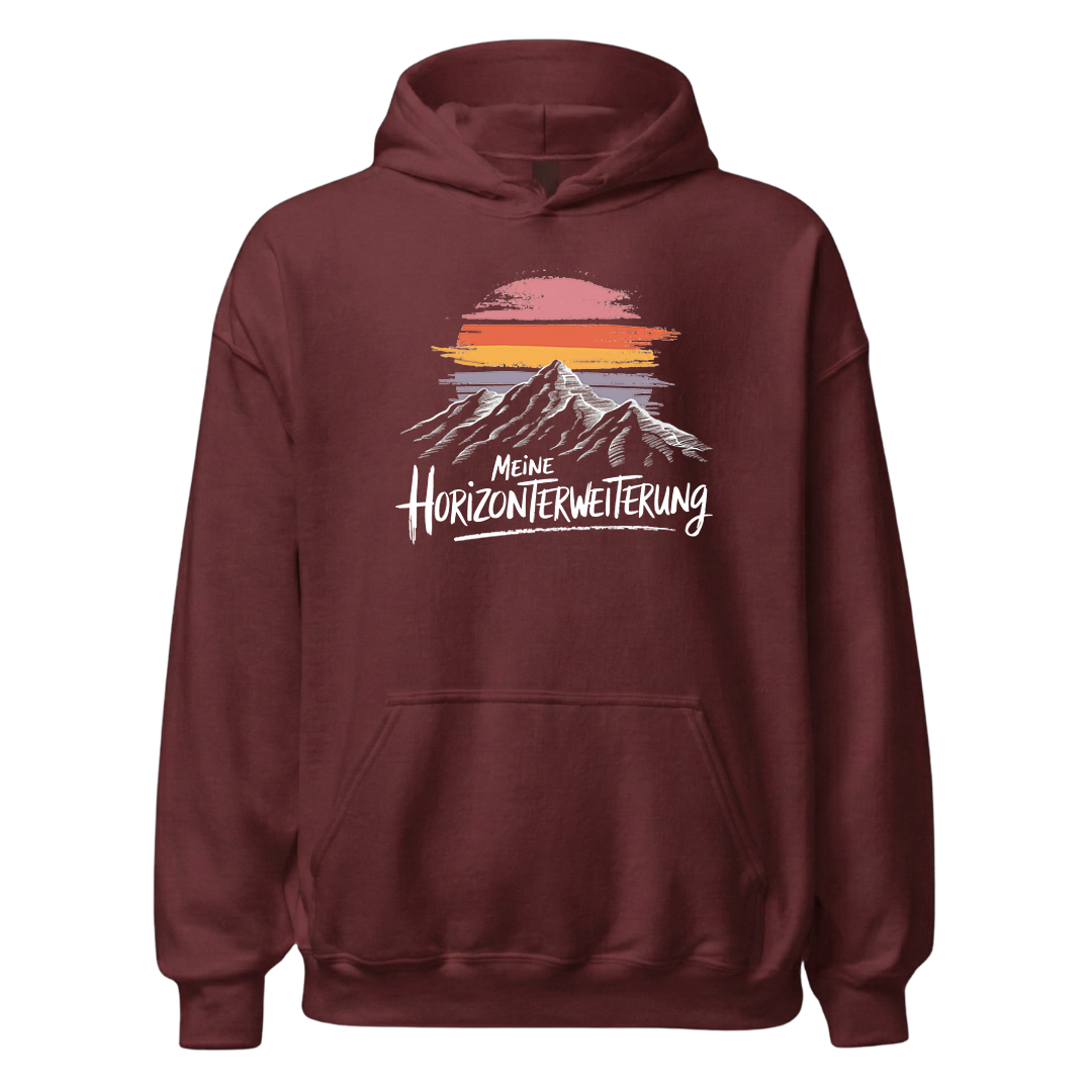 Horizont Hoodie mit Berg-Spruch, Detailansicht