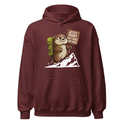 Warte kurz Hoodie Unisex mit Murmeltier-Motiv, Detailansicht