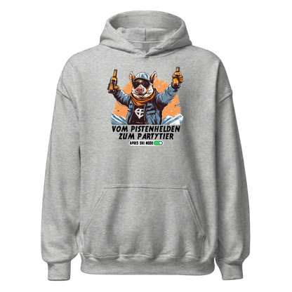 Pistenheld Hoodie mit Apres-Ski-Motiv, Produktansicht