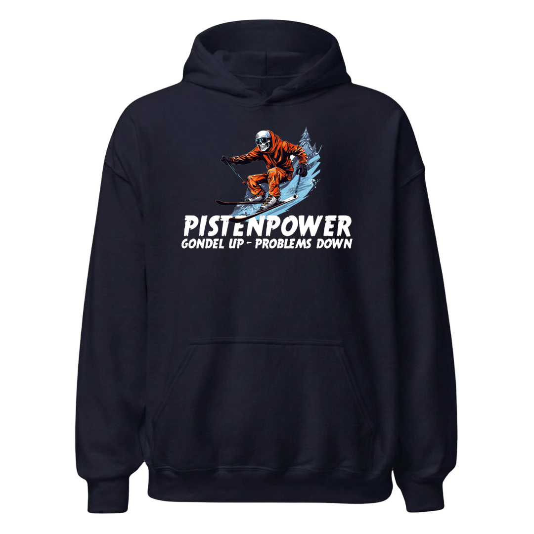 Pistenpower Hoodie mit Apres-Ski-Motiv, Designdetail