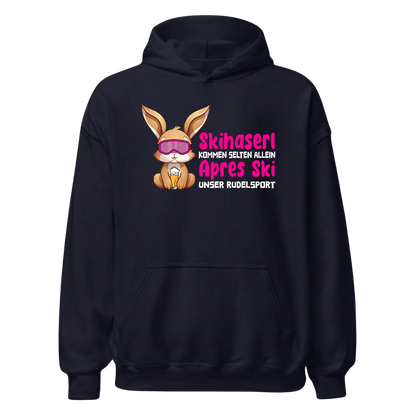 Skihaserl Rudelsport Hoodie mit Après-Ski-Motiv, Designdetail