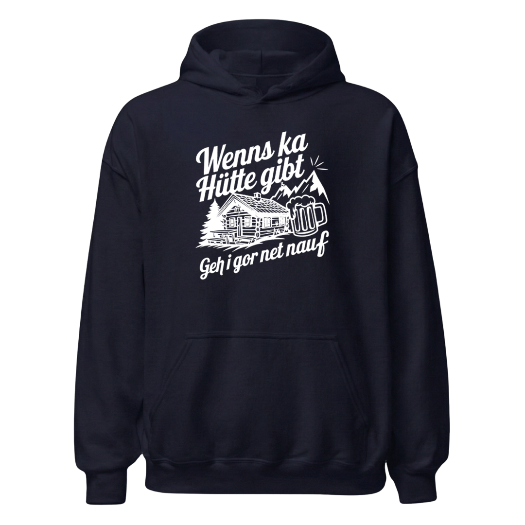 Ka Hütte Hoodie mit bayrischem Spruch, Designdetail