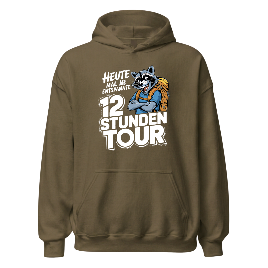 12 Stunden Tour Hoodie mit Wander-Spruch, weitere Ansicht