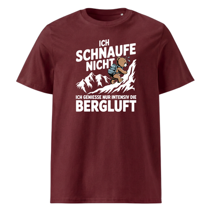 Bergluft T-Shirt Unisex mit Berg-Spruch, Print Nahaufnahme