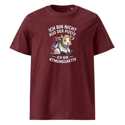 Nicht aus der Puste T-Shirt Unisex mit Spruch-Motiv, Print Nahaufnahme