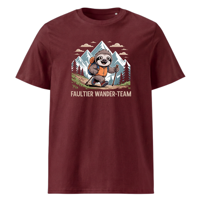 Faultier Wander-Team T-Shirt Unisex mit Faultier-Motiv, Print Nahaufnahme