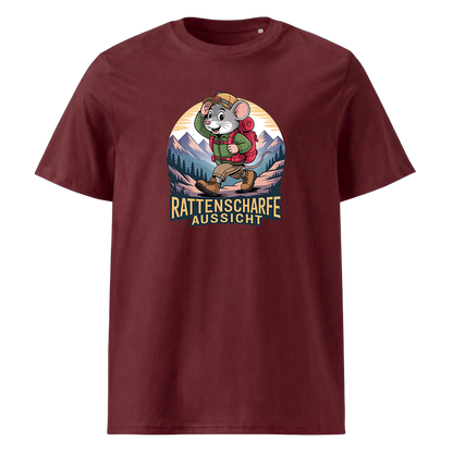 Rattenscharfe Aussicht T-Shirt Unisex mit Berg-Motiv, Print Nahaufnahme