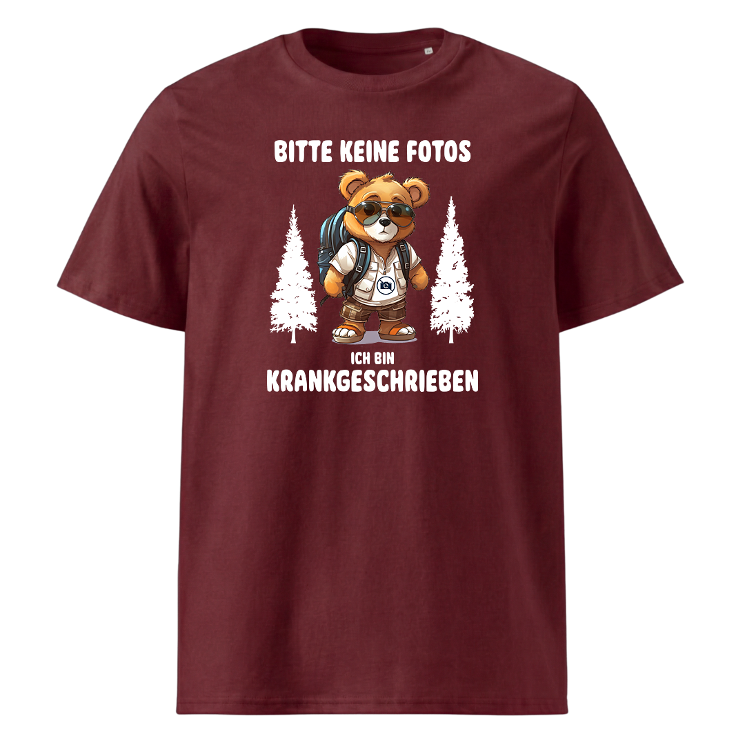 Krankgeschrieben T-Shirt Unisex mit Spruch, Print Nahaufnahme