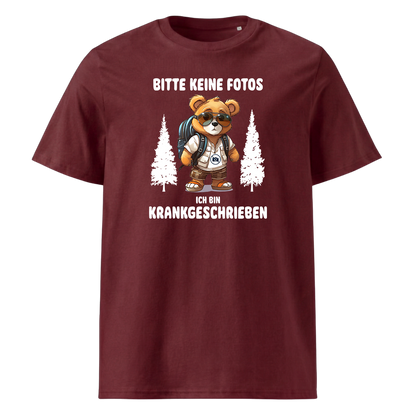 Krankgeschrieben T-Shirt Unisex mit Spruch, Print Nahaufnahme