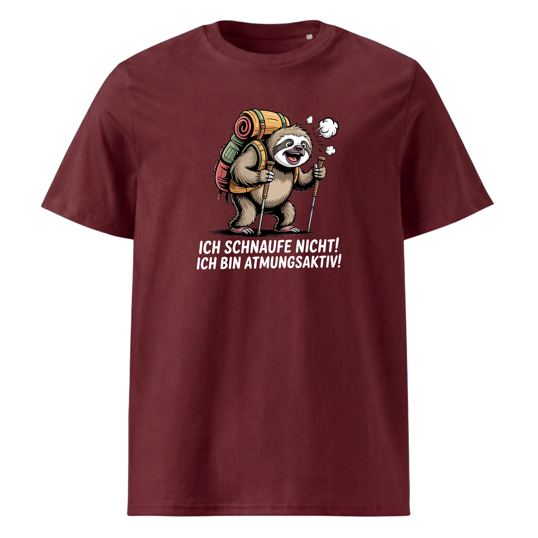 Atmungsaktiv T-Shirt mit Wander-Spruch, Print Nahaufnahme