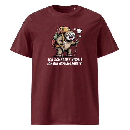 Atmungsaktiv T-Shirt mit Wander-Spruch, Print Nahaufnahme