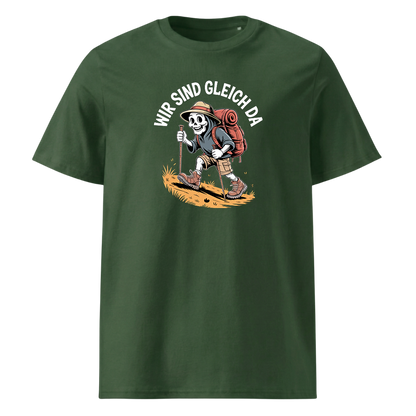 Wir sind gleich da T-Shirt Unisex mit Skelett-Motiv, Detailansicht