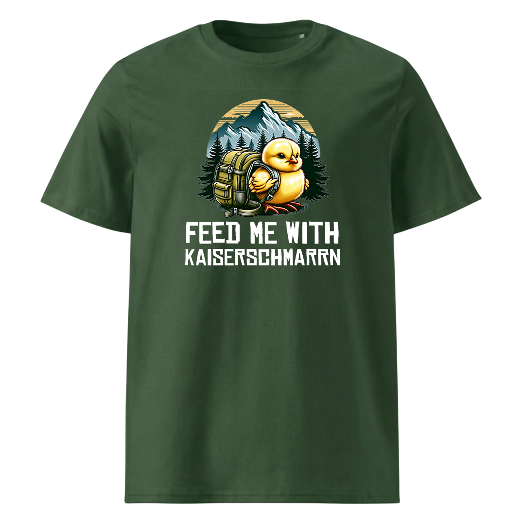 Feed Me T-Shirt Unisex mit Schriftzug, Detailansicht