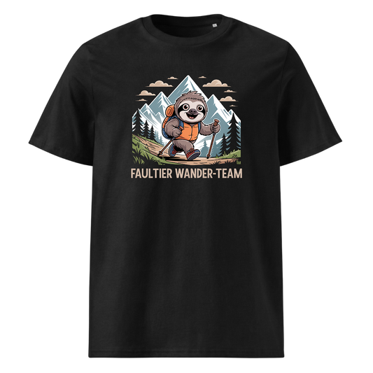Faultier Wander-Team T-Shirt Unisex mit Faultier-Motiv, Frontansicht