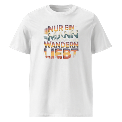 Nur ein Mann der Wandern liebt T-Shirt Unisex mit Wander-Motiv, Motivdetail