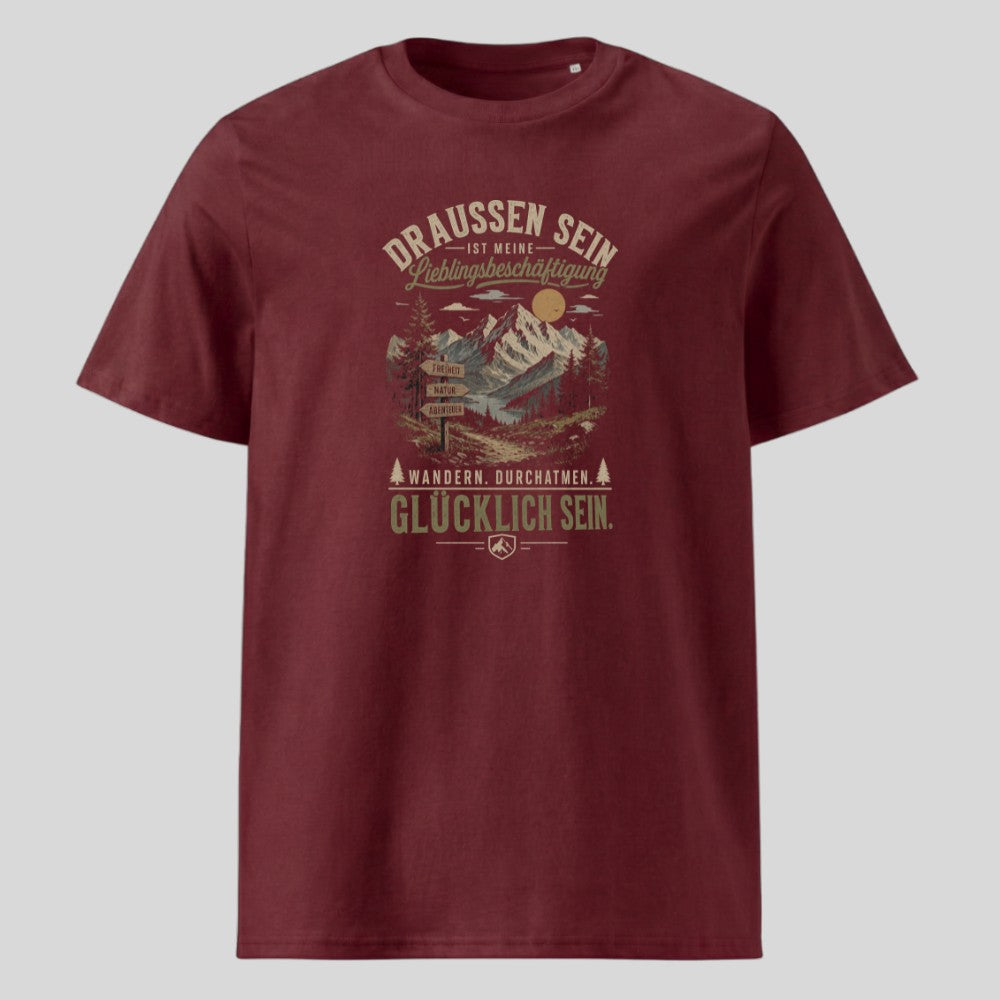 Lieblingsbeschäftigung Unisex T-Shirt in Burgunder, Kraxelgaudi