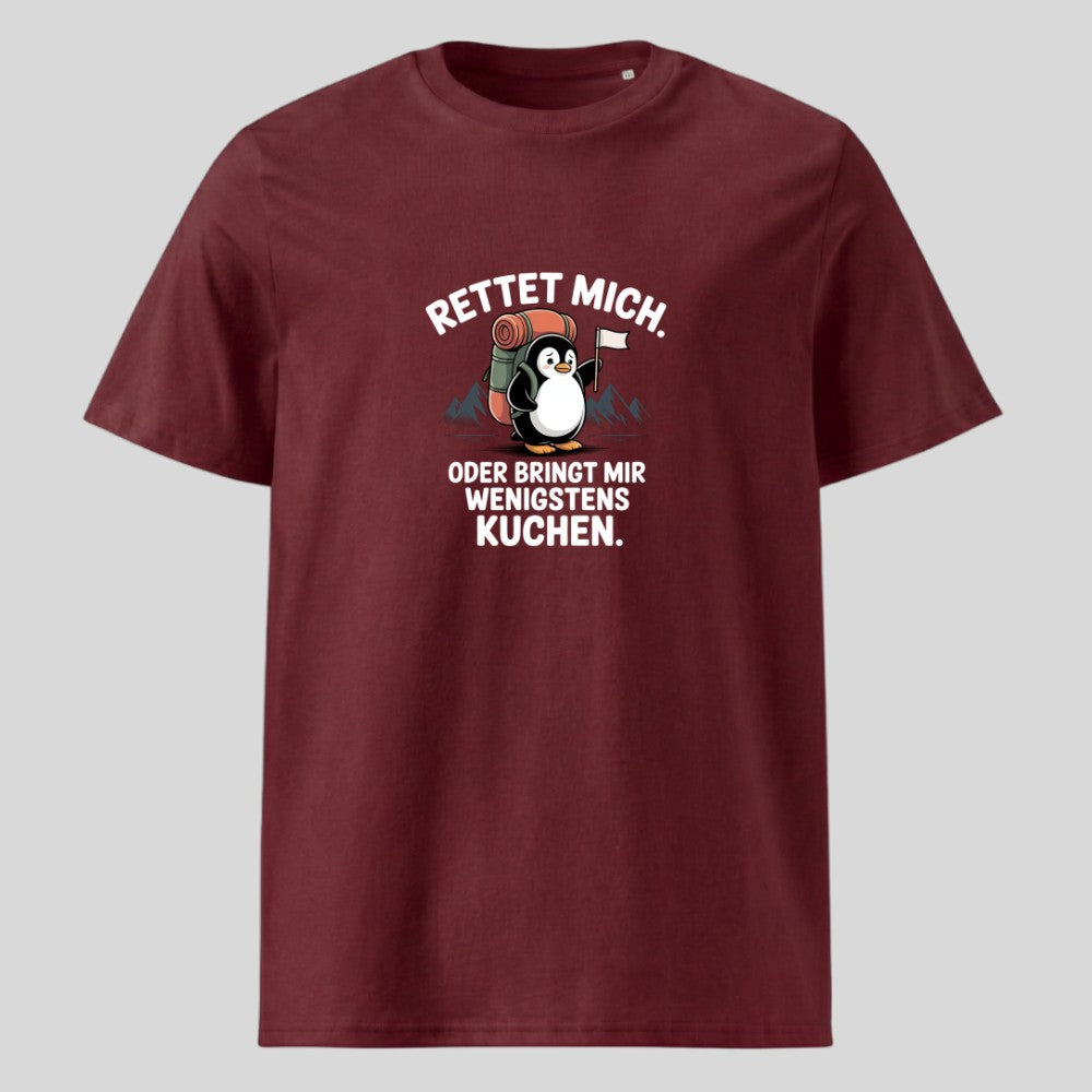 Rettet mich Pinguin Unisex T-Shirt in Burgunder, Kraxelgaudi