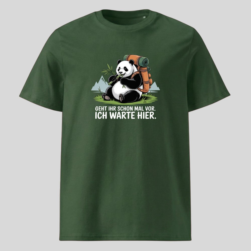 Geht schon mal vor Panda Unisex T-Shirt in Grün, Kraxelgaudi