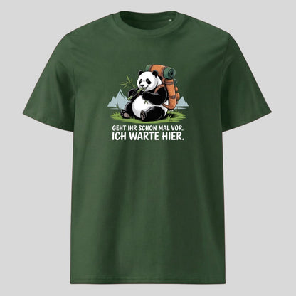 Geht schon mal vor Panda Unisex T-Shirt in Grün, Kraxelgaudi