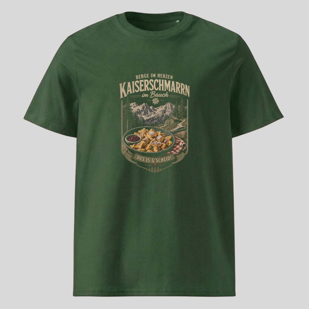Kaiserschmarrn im Bauch Unisex T-Shirt in Grün, Kraxelgaudi