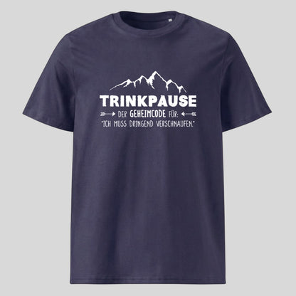 Trinkpause Unisex T-Shirt in Navy, Kraxelgaudi
