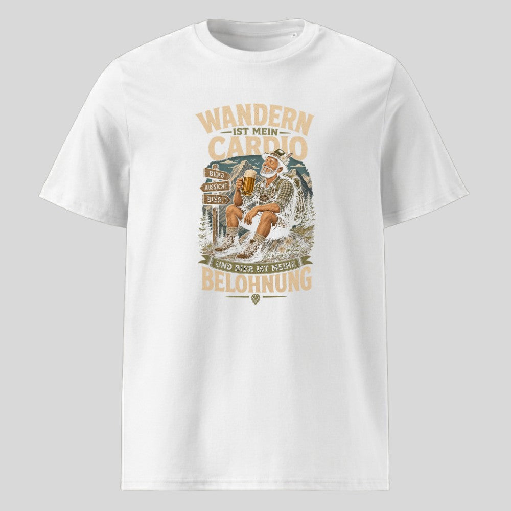 Wandern ist mein Cardio Unisex T-Shirt in Weiß, Kraxelgaudi