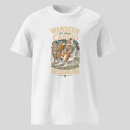Wandern ist mein Cardio Unisex T-Shirt in Weiß, Kraxelgaudi