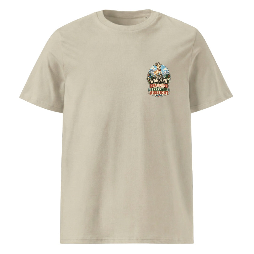 Wandern ist Laufen mit besserer Aussicht Unisex T-Shirt mit Brustdruck, Kraxelgaudi