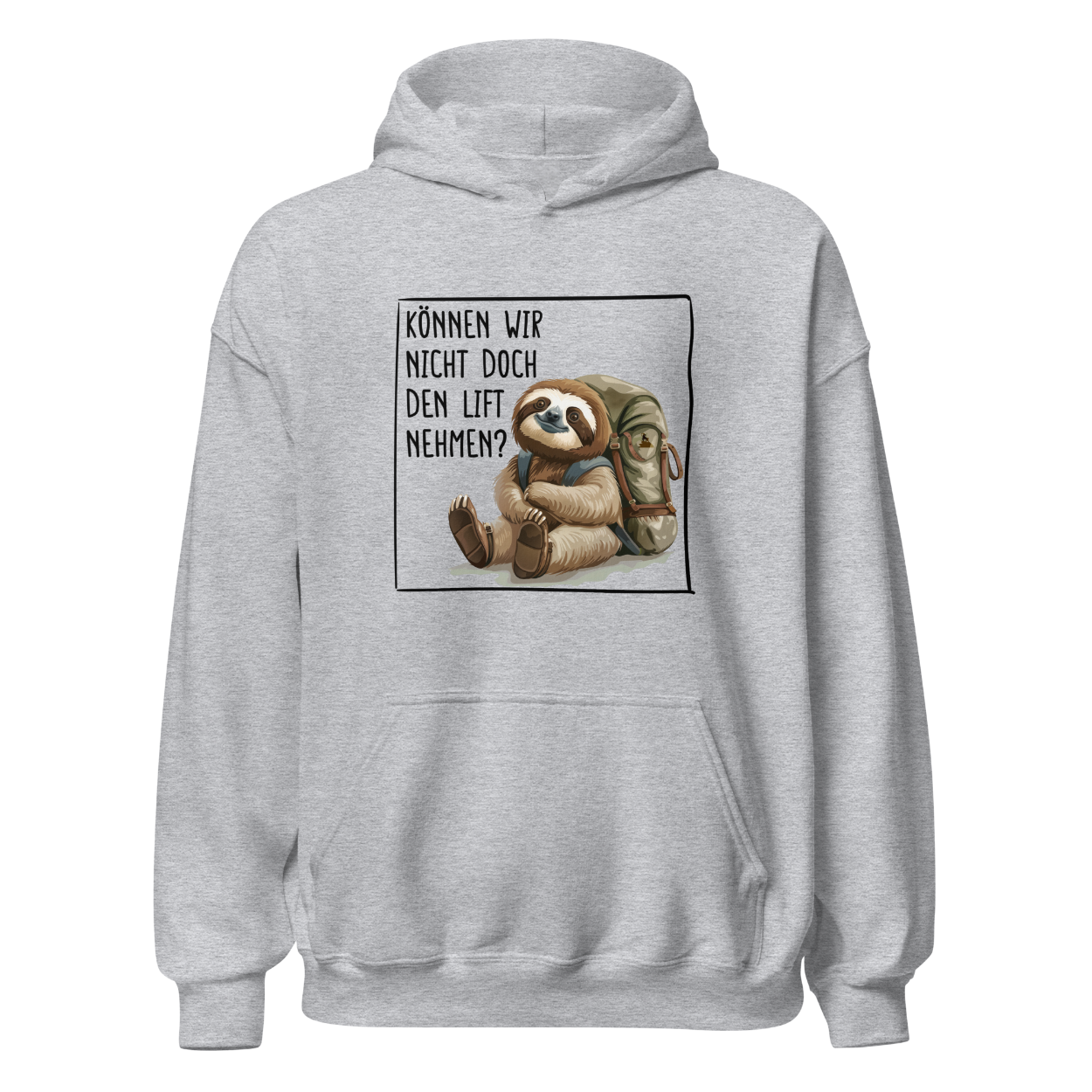 Lift Hoodie Unisex mit Faultier-Motiv, Rückansicht
