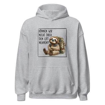 Lift Hoodie Unisex mit Faultier-Motiv, Rückansicht