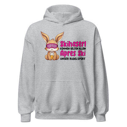 Skihaserl Rudelsport Hoodie mit Après-Ski-Motiv, Produktansicht
