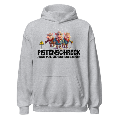 Pistenschreck Hoodie mit Apres-Ski-Motiv, Produktansicht