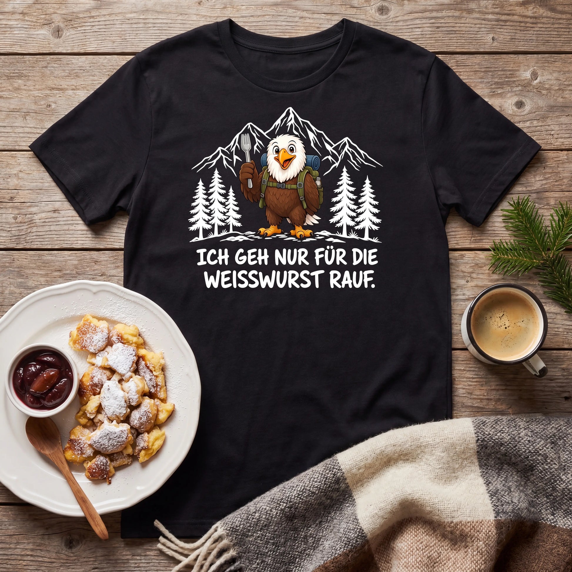 Weisswurst Adler T-Shirt Unisex Flatlay