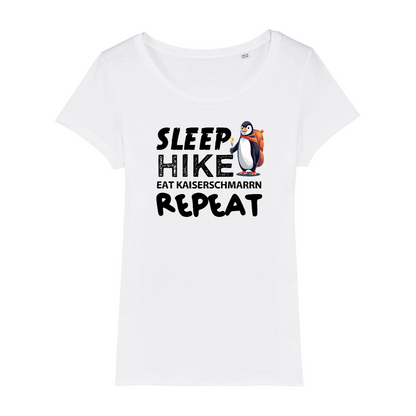 Repeat Frauen Shirt mit Wander-Spruch, Motivdetail