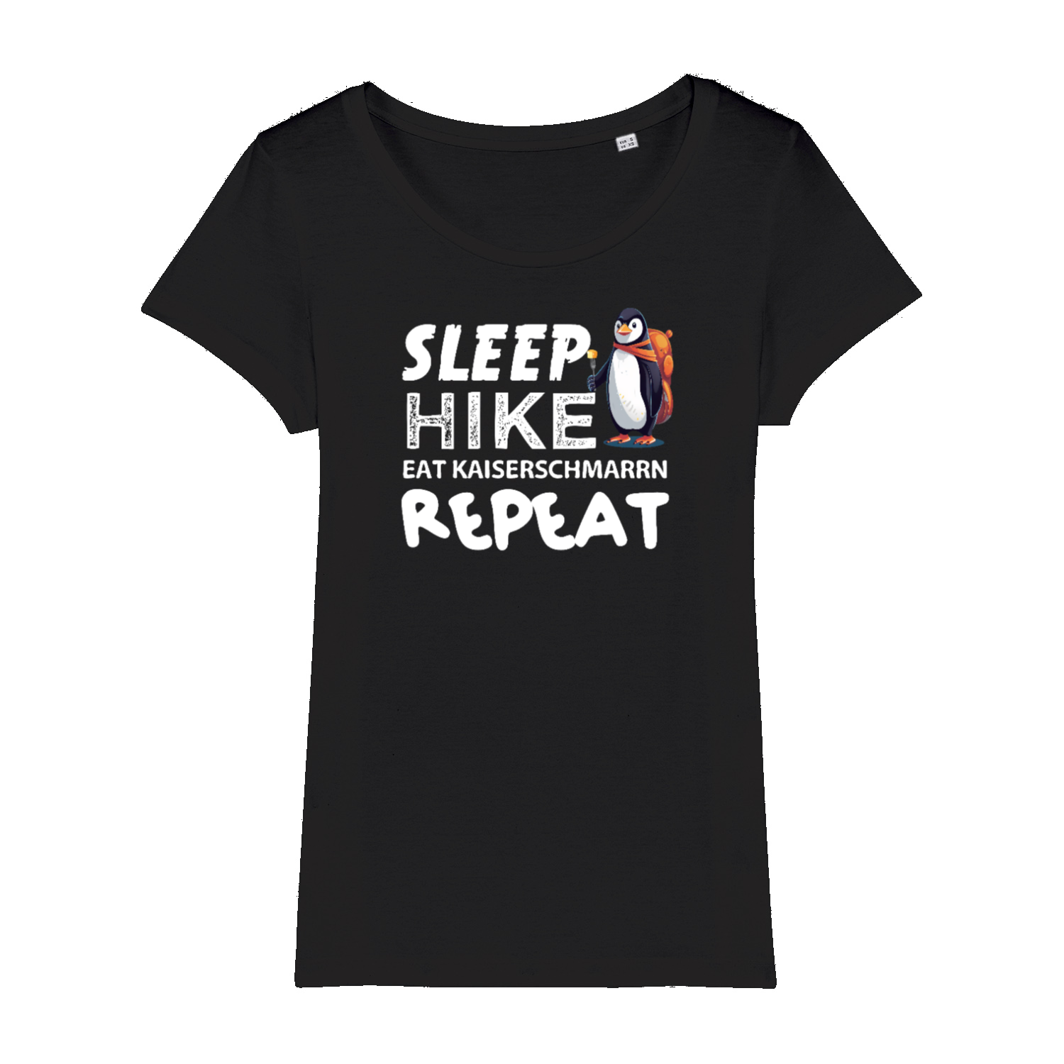 Repeat Frauen Shirt mit Wander-Spruch, Frontansicht