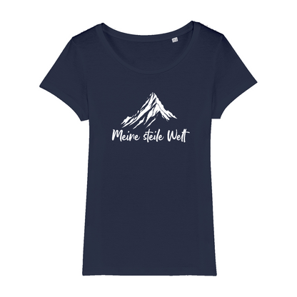 Meine steile Welt Bio Frauen Shirt mit Bergmotiv, Detailansicht