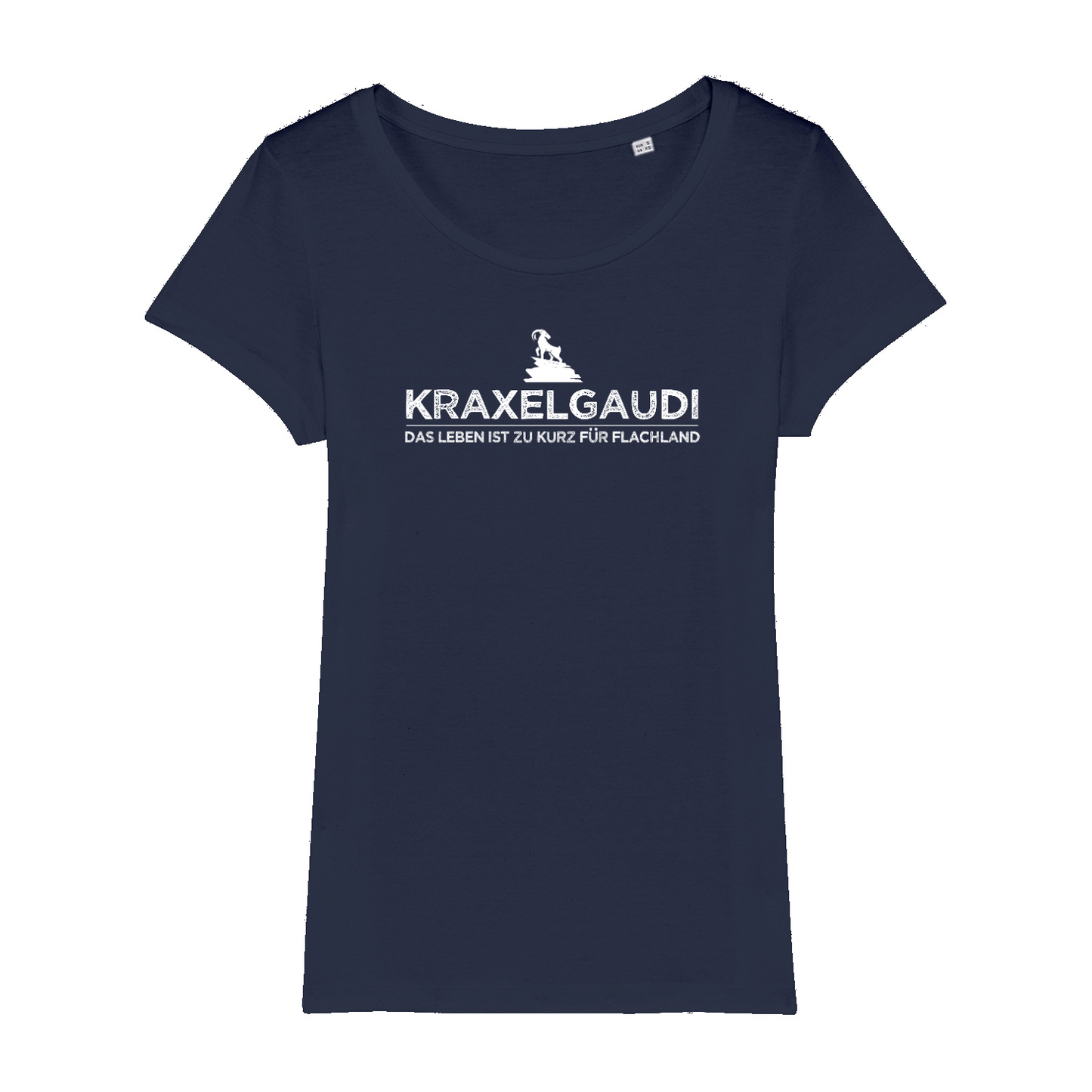 Kraxelgaudi Bio Frauen Shirt mit Bergmotiv, Detailansicht