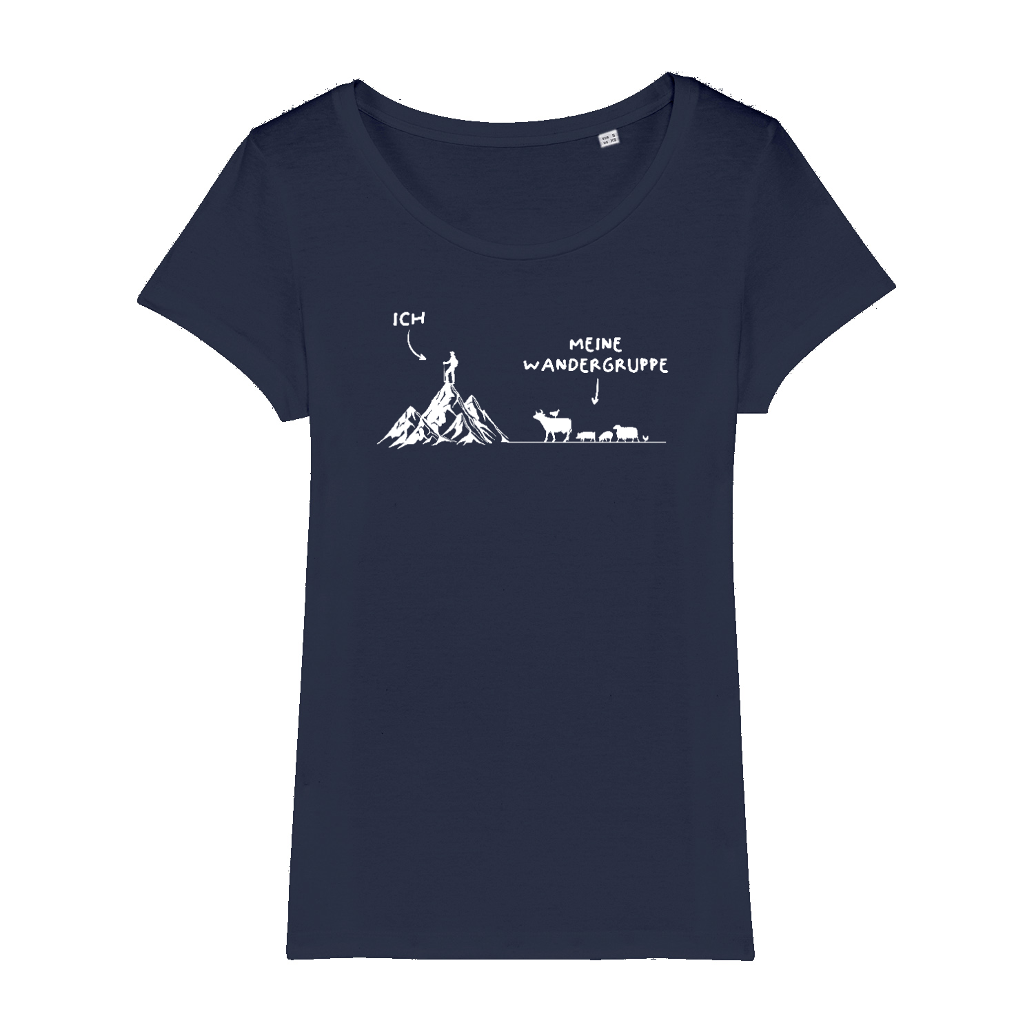 Wandergruppe Bio Frauen Shirt mit Bergmotiv, Detailansicht