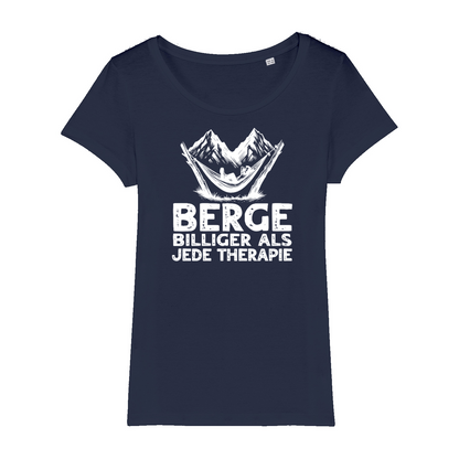 Bergtherapie Bio Frauen Shirt mit Bergmotiv, Motivdetail