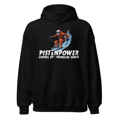 Pistenpower Hoodie mit Apres-Ski-Motiv, Frontansicht
