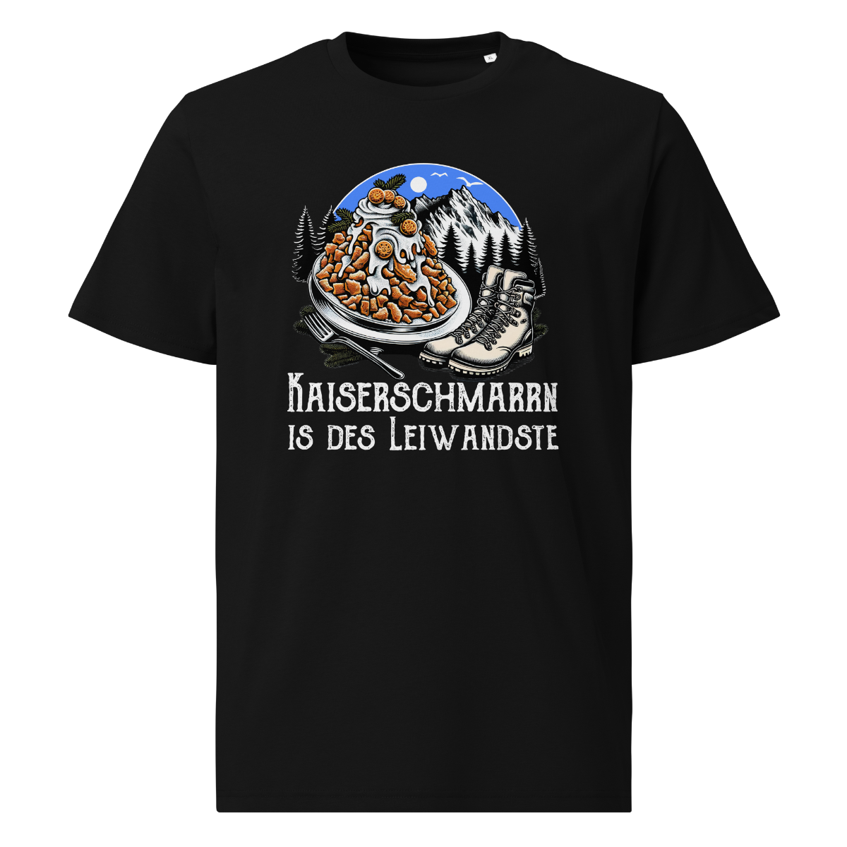 Leiwand T-Shirt mit Berg-Spruch, Frontansicht