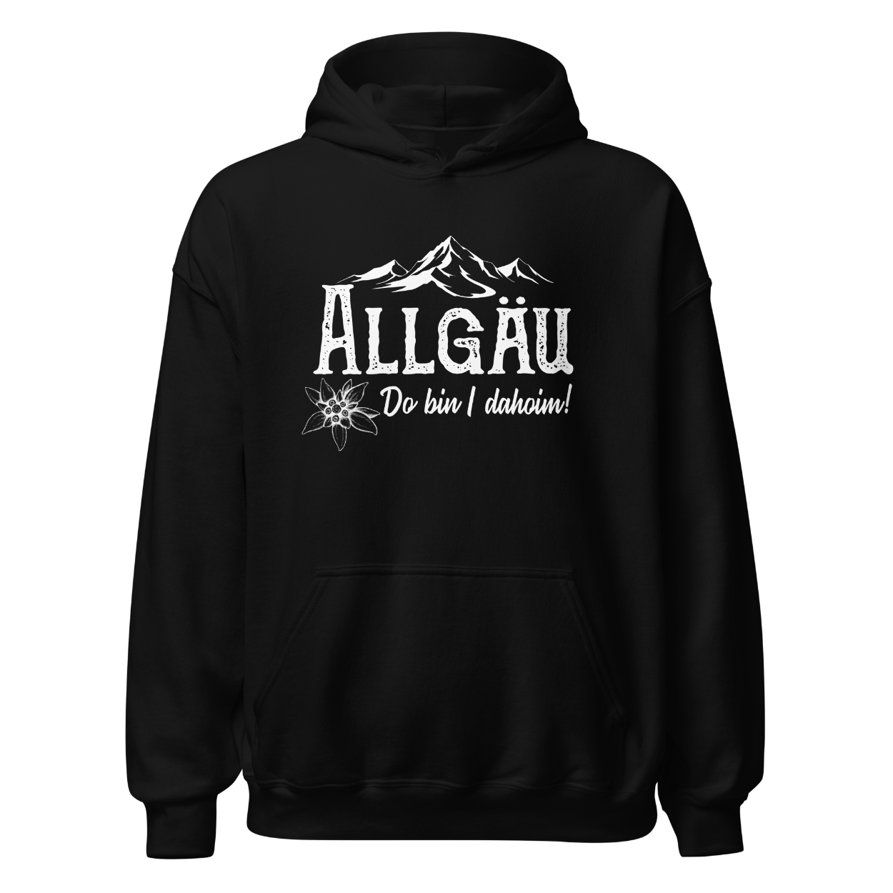 Dahoim Hoodie mit Berg-Spruch, Frontansicht