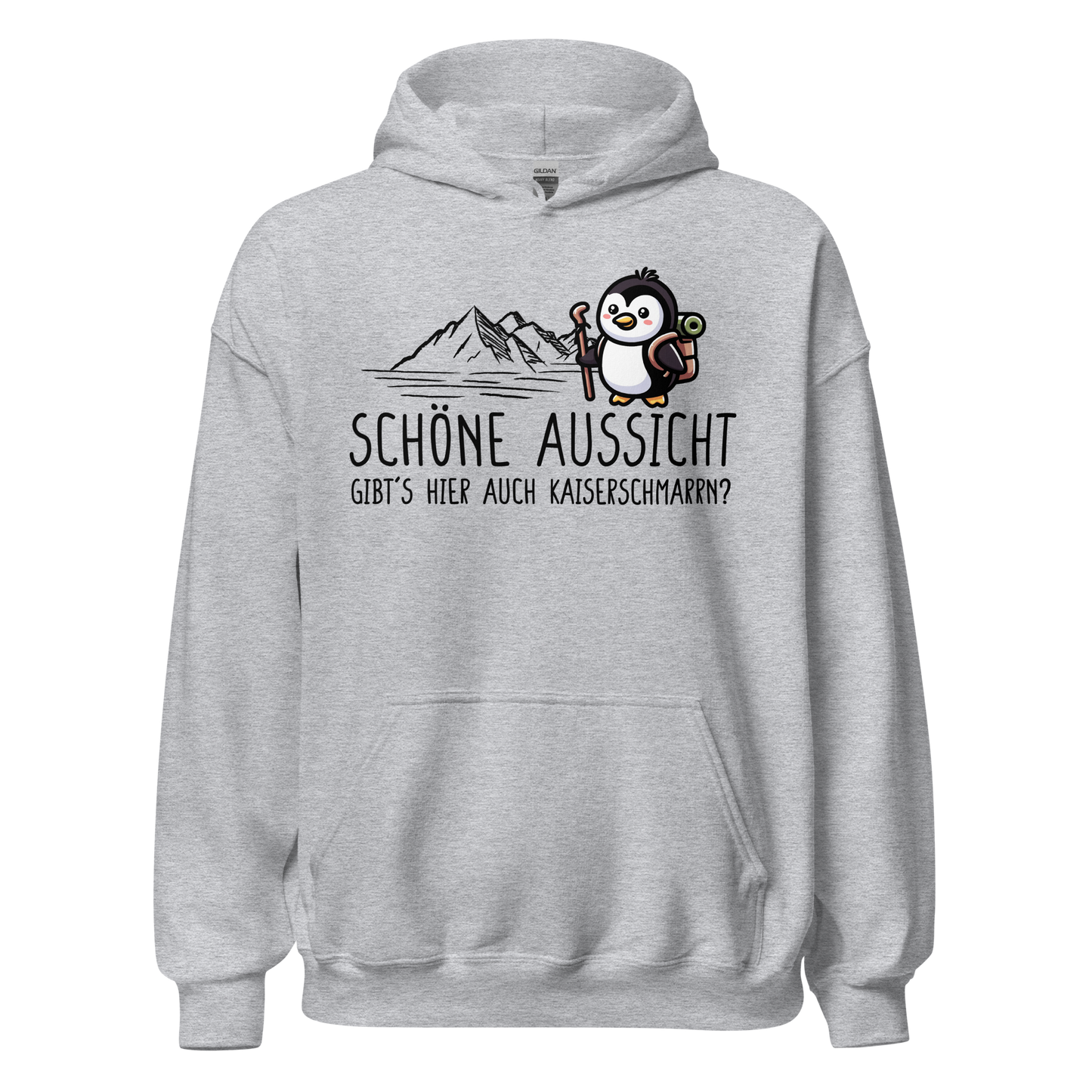 Schöne Aussicht Hoodie mit Wanderspruch, Produktansicht