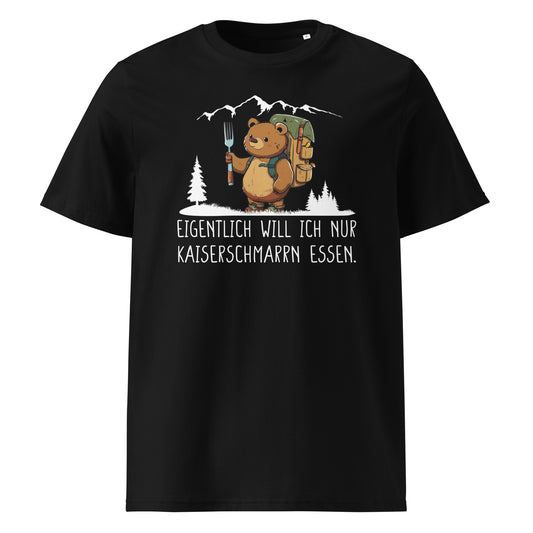 Kaiserschmarrn Bär T-Shirt Unisex mit Kaiserschmarrn-Spruch, Frontansicht