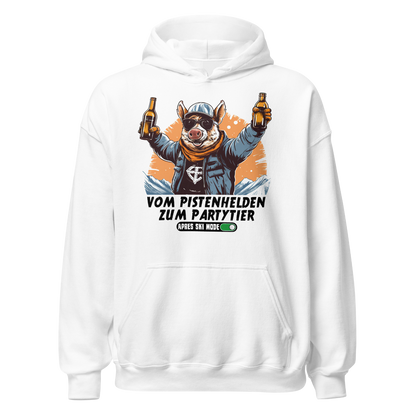 Pistenheld Hoodie mit Apres-Ski-Motiv, Motivdetail