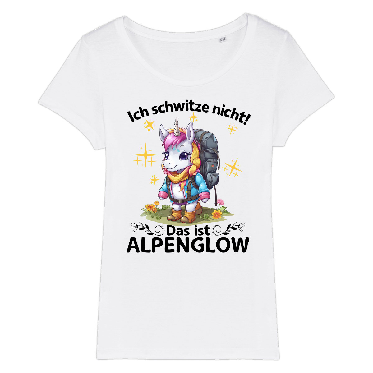 Alpenglow Frauen Shirt mit Bergmotiv, Motivdetail