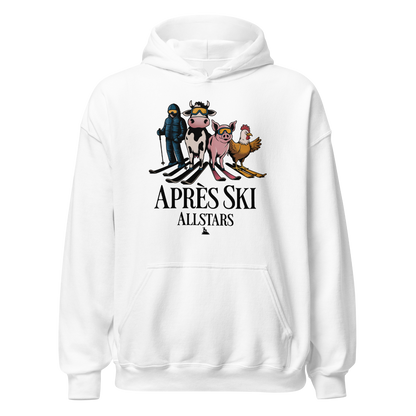 Après Ski Allstars Hoodie mit Après-Ski-Spruch, Motivdetail
