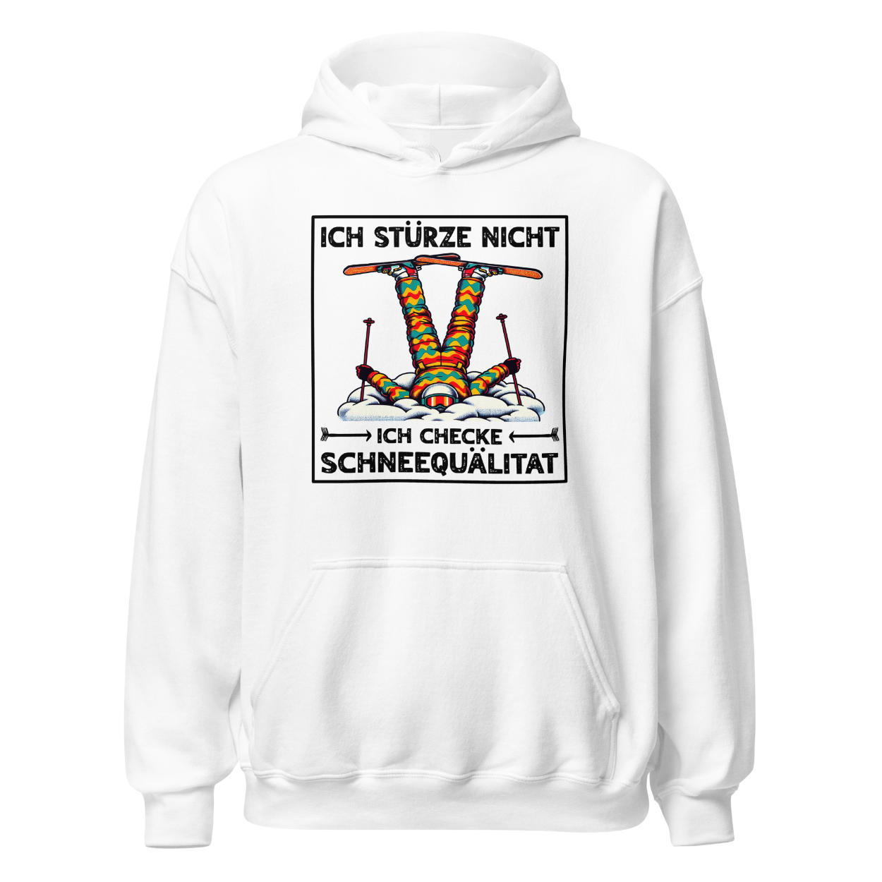 Schneequalität Hoodie mit Après-Ski-Spruch, Motivdetail