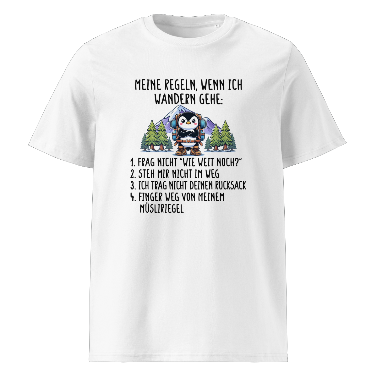 Meine Regeln T-Shirt mit Wanderspruch, Motivdetail